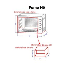 Forno Elétrico de Bancada 220v 40 Litros Preto I40 - Fogatti - 3