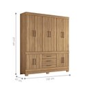 Ver imagem 2 de Conjunto Guarda Roupa Casal Atlas para Quarto 10 Portas Bater 7 Gavetas MDP Amêndola
