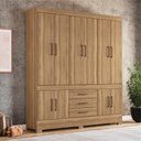 Ver imagem 4 de Conjunto Guarda Roupa Casal Atlas para Quarto 10 Portas Bater 7 Gavetas MDP Amêndola