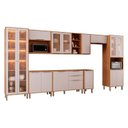 Ver imagem 2 de Cozinha Modulada 9PEÇAS Brilhante 1 Cristaleira 3 Balcões 4 Armários Aéreo 1 Torre Cinamomo/Offwhite