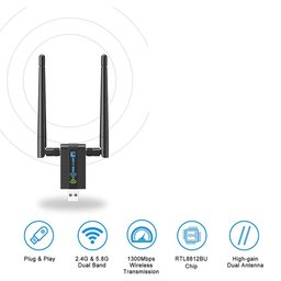 Adaptador Wifi Usb Sem Fio Para Pc - 1300 Mbps, 802.11Ac - 2