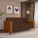 Ver imagem 1 de Sofá Living Decorativo Houston 2 Lugares 200cm Pés em Metal Veludo/ Pu Marrom/ Caramelo G33 - Gran B