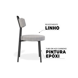 Cadeira Sala de Jantar Ster Linho Cinza - Belliv Decor - 7