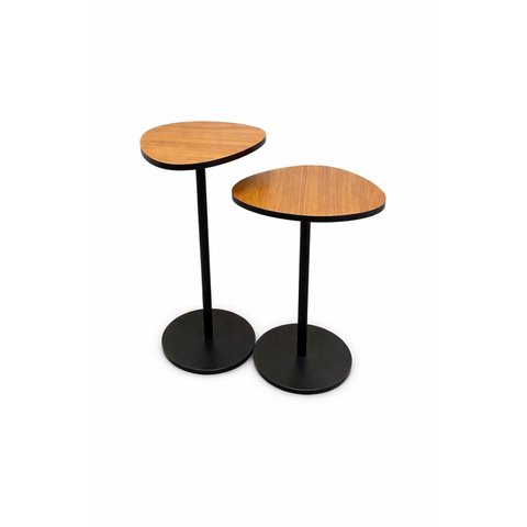 Conjunto de Mesa Lateral em Mdf Orgânica Monope - Freijó com Preto