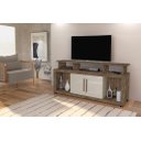 Ver imagem 2 de Rack Ru com Rodízios 2 Portas para Tv até 60'' Polegadas Cor Canela / Off White