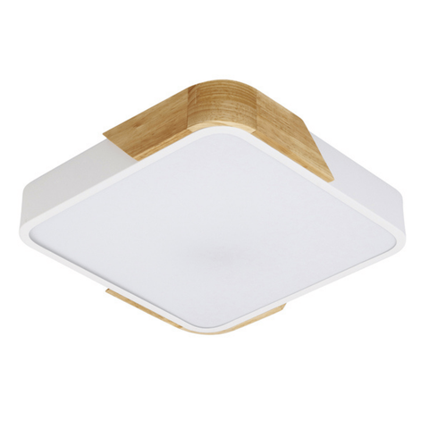 Plafon Quadrado Branco com Detalhe Estilo Madeira 30cm Led 20w 3 em 1 Bivolt
