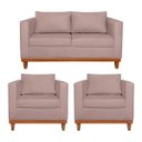 Ver imagem 1 de Kit Sofá 3 Lugares e 2 Poltronas Europa 180 cm Estilo Conforto e Elegância Linho Rosê - ADJ Decor