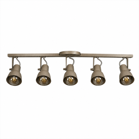 Spot Trilho Light Aluminio Teto e27 5 Luzes Lumini Lab - Fendi Metalico