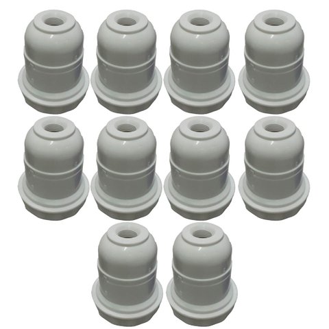 Kit 10 Soquete E-27 Abajur Plastico Branco