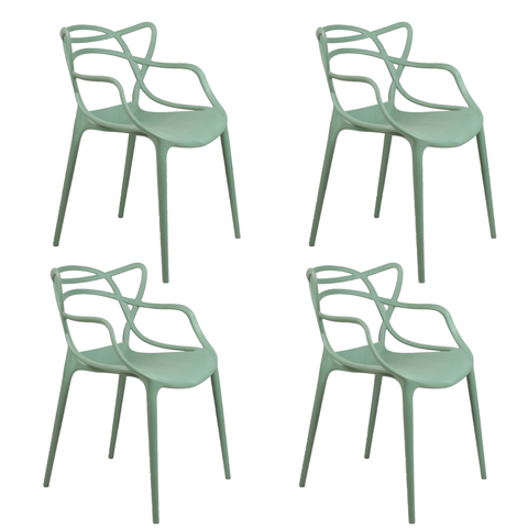 Kit 4 Cadeiras Alegra Polipropileno Mesa Jantar Cozinha Varanda Jardim Piscina Escritório - Verde