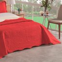 Ver imagem 3 de Colcha Bouti Lisa Vermelho/palha Queen Dupla Face 03 Peças