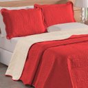 Ver imagem 2 de Colcha Bouti Lisa Vermelho/palha Queen Dupla Face 03 Peças