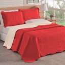 Ver imagem 1 de Colcha Bouti Lisa Vermelho/palha Queen Dupla Face 03 Peças