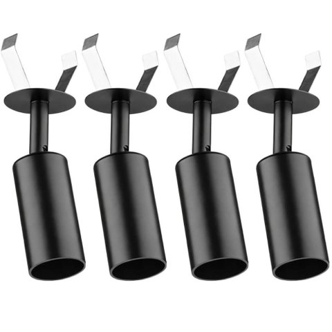 Kit 4 Spots Teto Foco Direcionável GU10 Preto 4W Luminária D