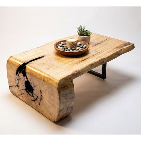 Mesa de Centro Cascata em Madeira Pequi-Rosa Orgânica - 1,35m x 0,87cm