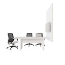 Ver imagem 2 de Mesa Reunião Industrial 200cm com Caixa Tomadas Painel TV Branco F5 Office