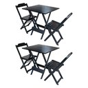 Ver imagem 1 de Kit 2 Conjuntos De Mesa Dobravel Com 2 Cadeiras De Madeira 70X70 - Preto - Preto