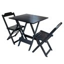Ver imagem 4 de Kit 2 Conjuntos De Mesa Dobravel Com 2 Cadeiras De Madeira 70X70 - Preto - Preto