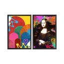 Ver imagem 1 de Kit 2 Quadros Decorativos Moderno Abstrato Monalisa Colorido