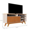 Ver imagem 3 de Rack para TV Rack Turin Ripado 1.36 Off White-Nature 55 Polegadas MDP-MDF Germai Móveis