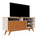 Ver imagem 2 de Rack para TV Rack Turin Ripado 1.36 Off White-Nature 55 Polegadas MDP-MDF Germai Móveis