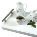 Ver imagem 3 de Bandeja Decorativa Cantinho do Café Servir Alças Bar 46x26:aço Escovado/branco