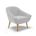 Ver imagem 4 de Kit 01 Namoradeira 02 Lugares e 01 Poltrona Giovana Suede Cinza Pés Palito Castanho - D’Rossi