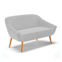 Ver imagem 3 de Kit 01 Namoradeira 02 Lugares e 01 Poltrona Giovana Suede Cinza Pés Palito Castanho - D’Rossi
