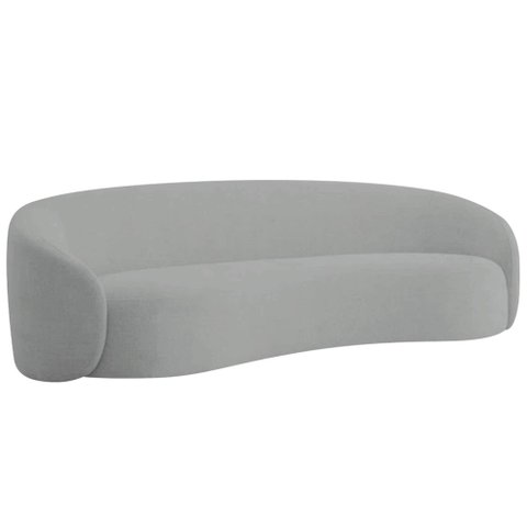 Sofá 3 Lugares 180cm Orgânico Luxo Recepção Amore Bouclé Cinza - Amarena Móveis