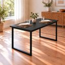Ver imagem 5 de Mesa de Jantar Reforçada Industrial 150x90cm Tampo Preto Pés Preto