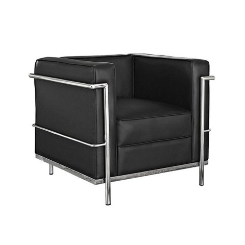 Poltrono Le Corbusier Premium em Couro Sintetico Preto