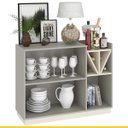 Ver imagem 4 de Aparador Bar Adega 105 x 85 x 38 Cm Sala Cozinha Nicho 2 Portas MDP Cinza Champagne - ClickLar