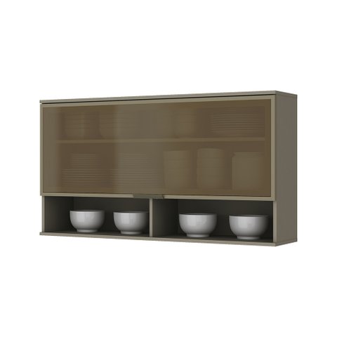 Armário Cozinha 01 Porta de Vidro Basculante 120 cm Évelin
