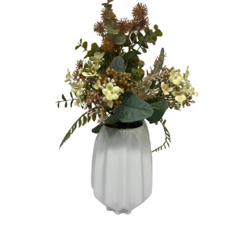 Vaso centro de mesa luxo branco de cerâmica com trabalhado