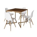 Ver imagem 2 de Mesa Jantar Industrial Quadrada 90cm Amêndoa Base V Dourada com 4 Cadeiras Eames Eiffel Madeira Bran
