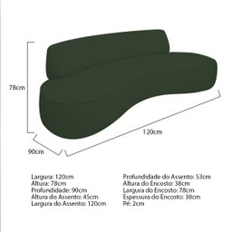 Sofá Curvo 2 Lugares Orgânico Escritório Recepção Sala Amsterdã 120cm Linho - Amarena Móveis - 3