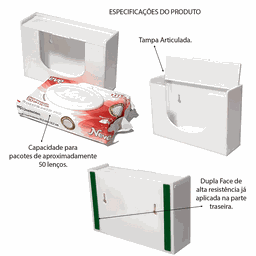 PORTA LENÇOS TOALHAS UMEDECIDAS FINO COM TAMPA EM ACRÍLICO PLU-B-T CENTAURI ACRÍLICOS Centauri Acríl - 3