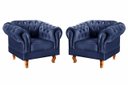Ver imagem 1 de Kit 2 Poltronas Decorativas Capitonê Chesterfield Dom Pedro - Suede Azul Marinho