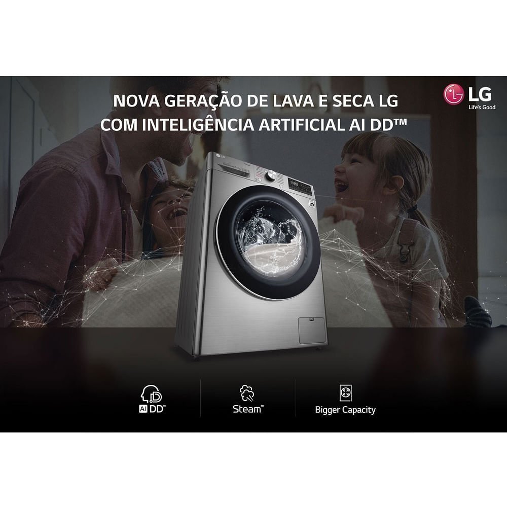 Lava e Seca Lg 11kg Smart Aço Escovado Vc4 Cv5011ts4 – 127 Volts ...