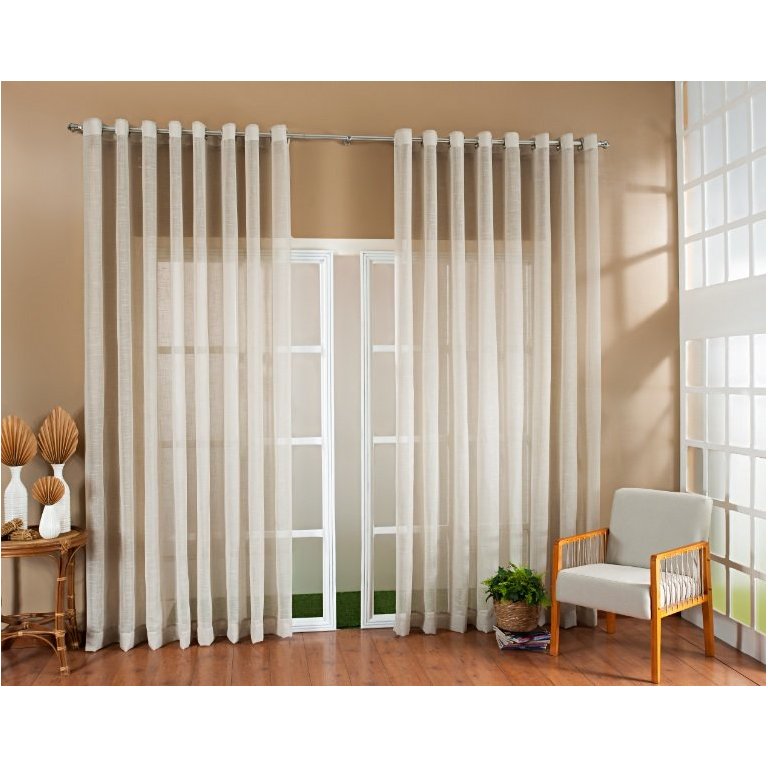 Cortina Luxo Gaze de Linho sem Forro 4,00x2,30 Sala e Quarto Bege