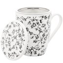 Ver imagem 1 de Caneca de Porcelana com Tampa e Filtro Lyor Xícara de Chá 310ml Super White Tiny Flowers