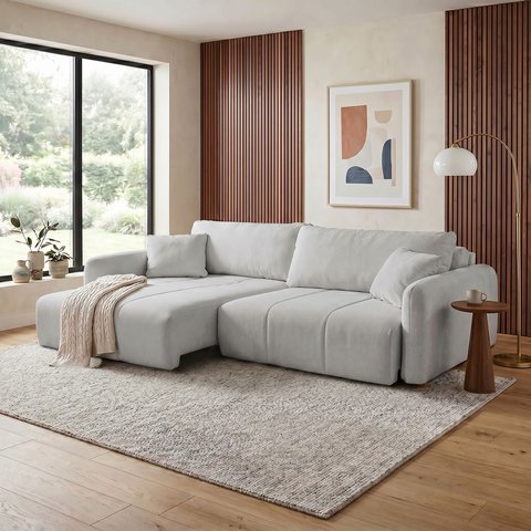 Sofá Retrátil e Reclinável 226cm com Almofadas Decorativas Eros Yescasa