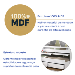 Beliche Infantil com Escrivaninha 2 Gavetas MDF - 6
