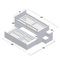 Beliche Infantil com Escrivaninha 2 Gavetas MDF - 3