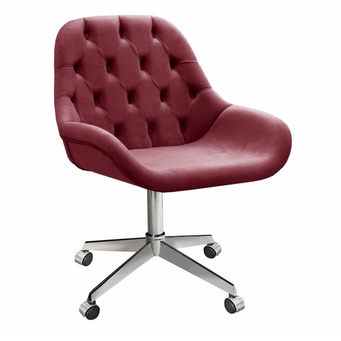 Cadeira Escritório Giratória Lua Capitonê Poltrona com Rodinhas Home Office - Suede Bordô