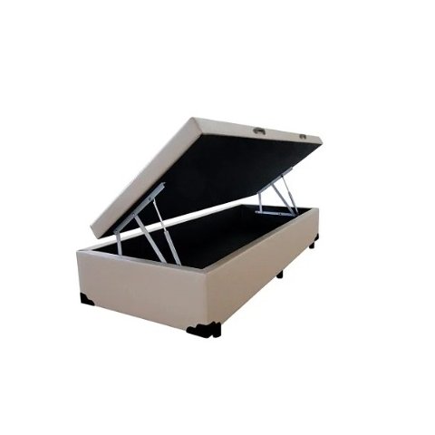 Base Box Baú Solteiro a Colchões Sintético Bege 49x88x188