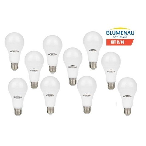 Kit 10 Lâmpada LED 12W Bulbo E27 6500K Branco Frio Blumenau