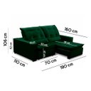 Ver imagem 7 de Sofa Retratil Reclinavel 2 Lugares 1,90m Atlantis Veludo Verde Folha Lansofbr Lansof Brasil