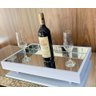 Bandeja Espelhada Decorativa Laqueada Flutuante Taças Sala Laqueada Off Whithe - 1