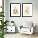 Ver imagem 2 de Kit 2 Quadros Grandes Buda Hamsa - 60x48cm:madeira Preta